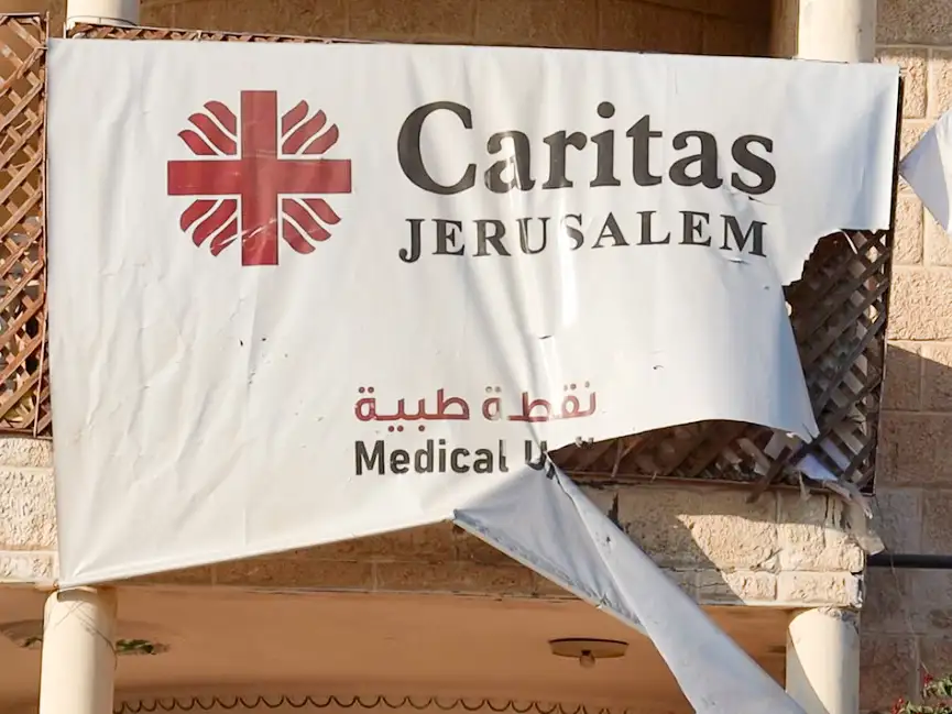 Caritas Jerusalem sign